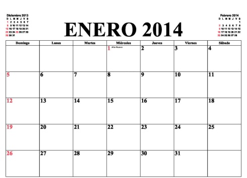 Cronograma de las Secretarías en el mes de Enero 2014: