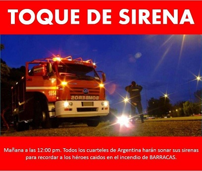 Hoy toque de sirena en honor a los caídos en Barracas.