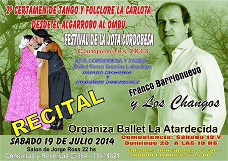 En La Carlota “Del Algarrobo al Ombú el gran festival de la Jota Cordobesa”