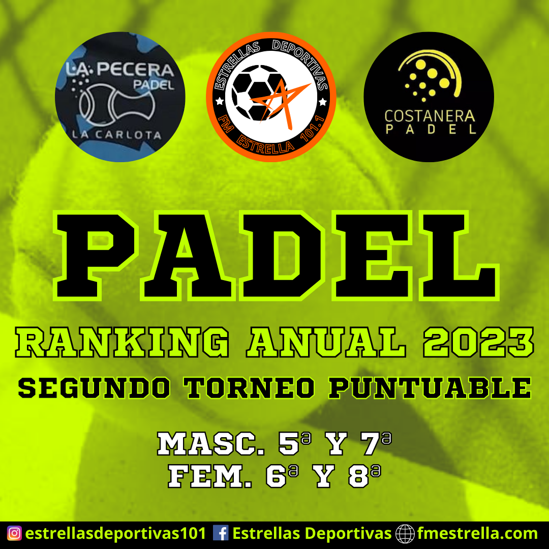 Pádel: Se jugó el segundo torneo del Ranking Anual de La Carlota